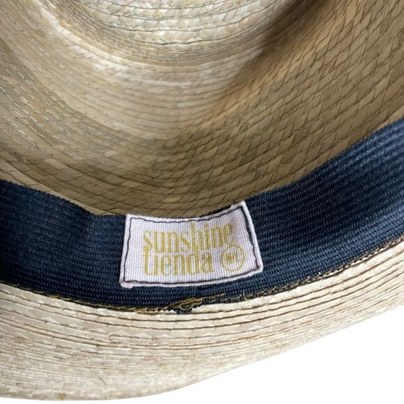 Sunshine Tienda Lidia Palm Hat Mustard Yellow Gingham Band Size M/L - Picture 11 of 12